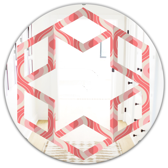 Designart 24-in Retro Drop Design I Modern Round Decorative Mirror in Pink