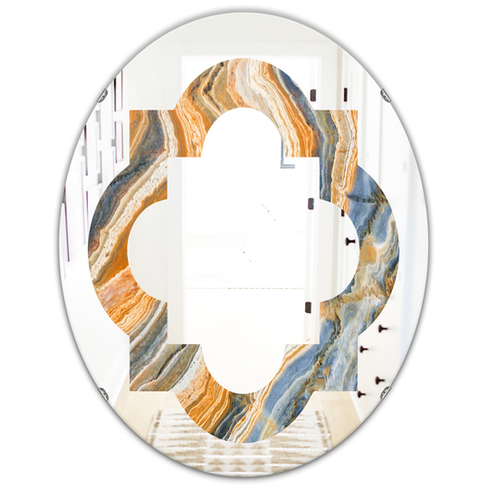 Designart Canada 31.5-in L x 23.7-in W Oval Multicolour Marbled Geode Polished Wall Mirror