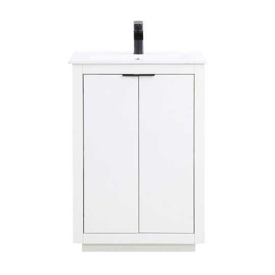 Manhattan Comfort Malverne 24-in White Single Sink Bathroom Vanity with White Ceramic Top