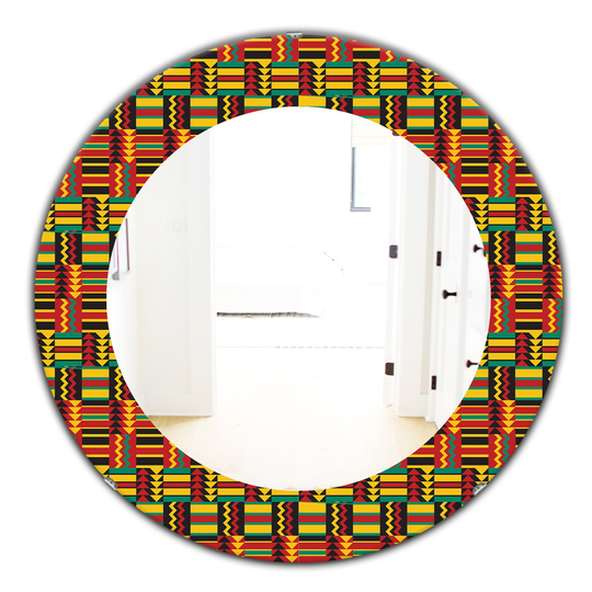 Designart 24-in x 24-in Red African Pattern Bohemian and Eclectic Mirror