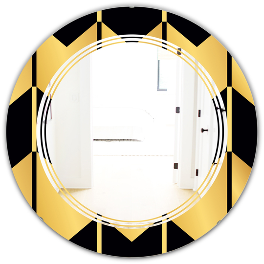 Designart 24-in x 24-in Gold Luxury/Metallic Geometrics V Modern Round Wall Mirror