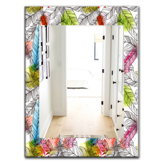 Designart 35.4-in x 23.6-in White Tropical Mood Bright Bohemian and Eclectic Mirror