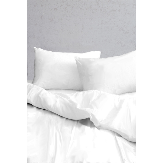 Myne White Cotton Sateen Antibacterial Full/Queen Duvet Cover Set - 3-Piece