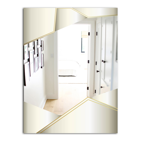 Designart Capital Gold Sleek 13 Rectangular 35.4-in L x 23.6-in W Polished Glam Wall Mounted Mirror
