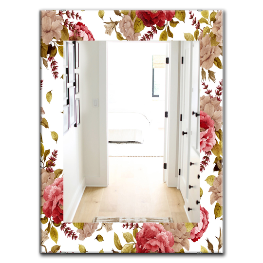 Designart Canada Rectangle 23.6-in W x 35.4-in L Traditional Pink Blossom Polished Wall Mirror