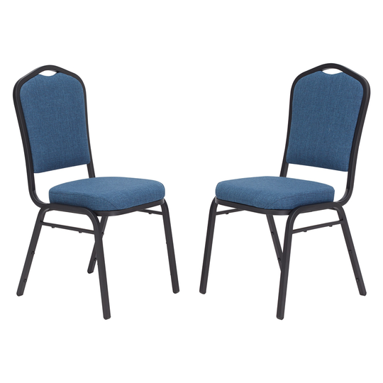National Public Seating 9300 Series Natural Blue Fabric Traditional Stackable Chairs with Black Frame - Set of 2