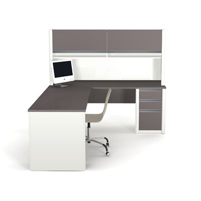 Bestar 938 Connexion L-Shaped Workstation with Hutch, 93859-5