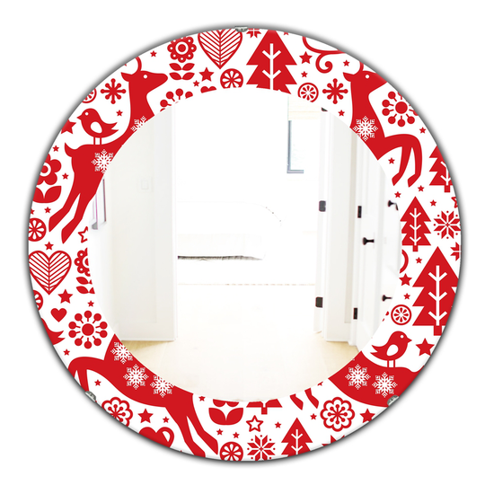 Designart Canada 24-in L x 24-in W Round Red Christmas Polished Wall Mirror