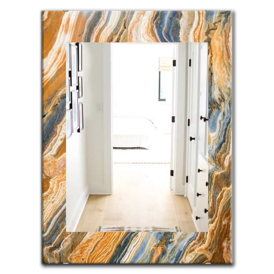 Designart Canada 35.4-in L x 23.6-in W Rectangle Multicolour Marbled Geode Polished Wall Mirror