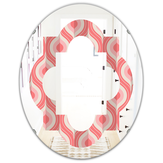 Designart 31.5-in x 23.7-in Pink Drop Design I Modern Oval Wall Mirror