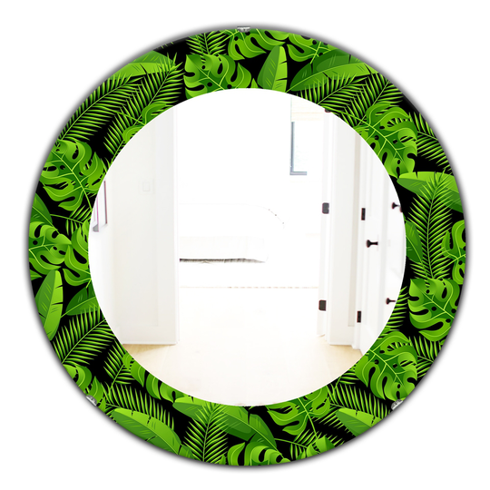 Designart 24-in x 24-in Tropical Mood Foliage Bohemian and Eclectic Mirror in Green