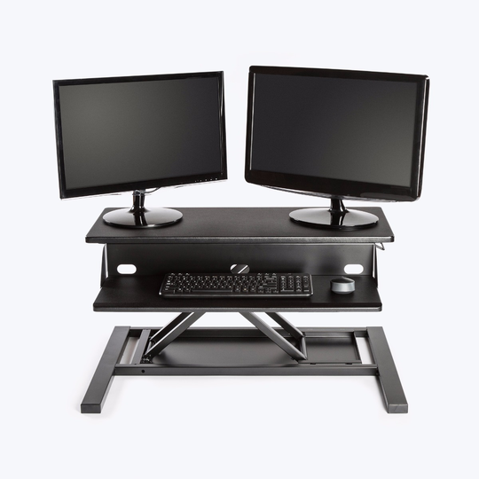 Luxor Two-Tier Pneumatic Standing Desk Converter - Black