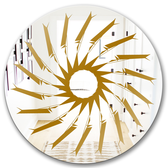 Designart Gold Sunburst I Round 24-in L x 24-in W Polished Glam Wall Mounted Mirror