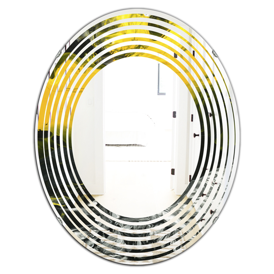 Designart Canada 31.5-in L x 23.7-in W Oval Marbled Yellow and Black Polished Wall Mirror