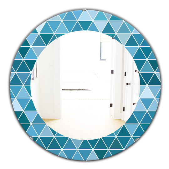 Designart Canada 24-in L x 24-in W Round Blue Triangles Polished Wall Mirror
