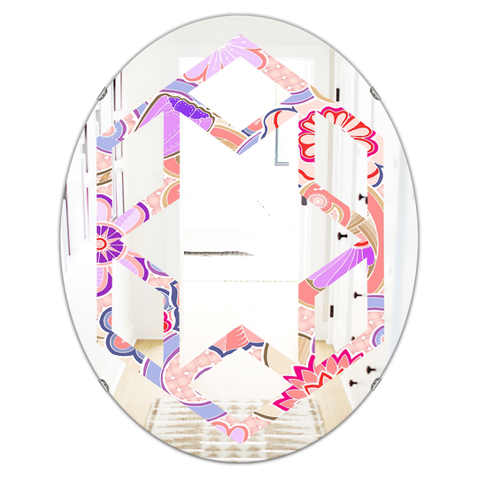 Designart 31.5-in Floral Botanical Retro XIII Modern Oval Mirror in Multi-Colour