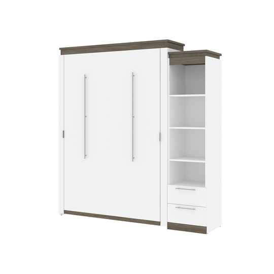 Bestar Orion Queen Murphy Bed Integrated Storage (Walnut Grey & White)