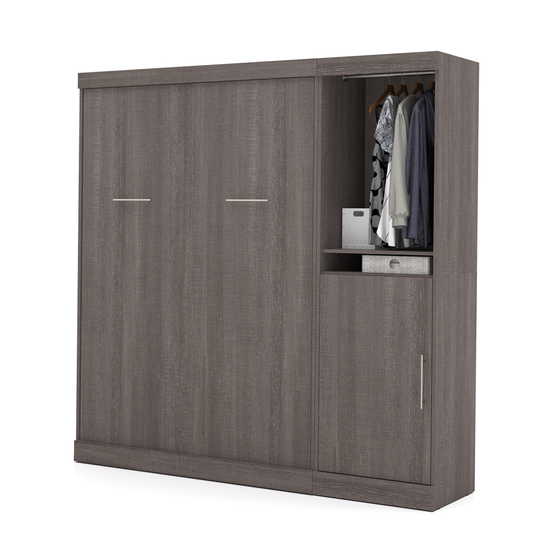 Bestar Nebula Bark Grey Full Murphy Bed Integrated Storage