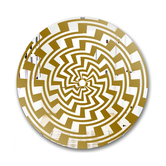 Designart Canada 24-in L x 24-in W Round Gold Maya Vortex Polished Wall Mirror