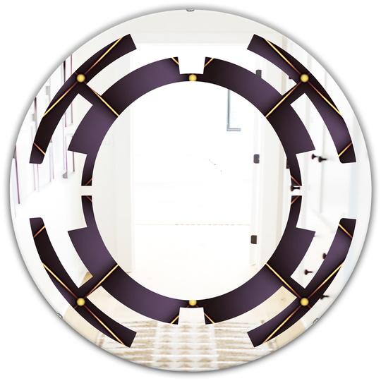 Designart 24-in x 24-in Quilted Pattern Modern Round Mirror in Purple