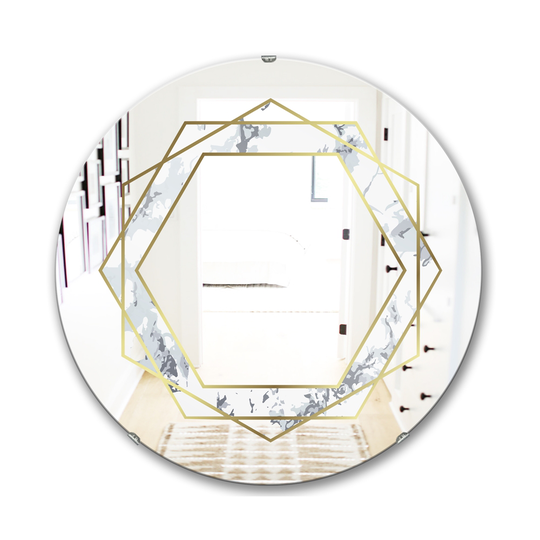 Designart Marbled Diamond 1 Round 24-in L x 24-in W Polished Mid-Century Gold Wall Mounted Mirror