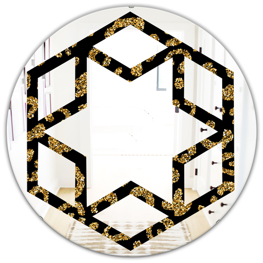 Designart 24-in x 24-in Leopard Fur Modern/Round Wall Mirror in Gold