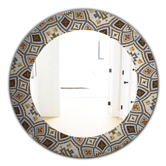 Designart 24-in x 24-in White Arabic Mosaic Modern Mirror