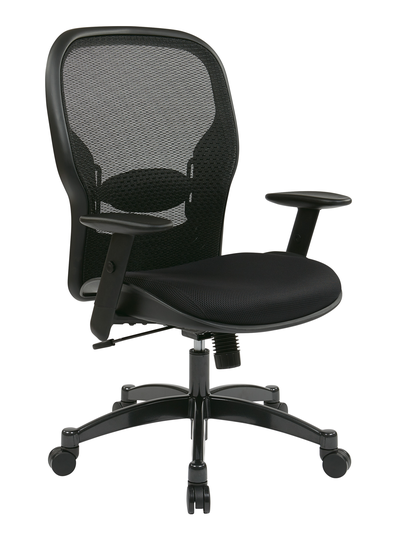 Space Seating® 26.63-in x 21.75-in Black Ergonomic Office Chair