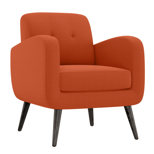 Handy Living Bazarek Mid-Century Orange Polyester Accent Chair with Dark Espresso Legs