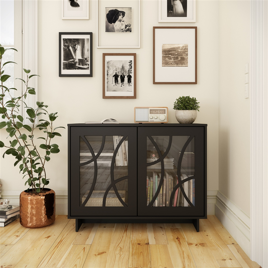 Nexera Paragon 2-Door Contemporary Storage Cabinet - Black