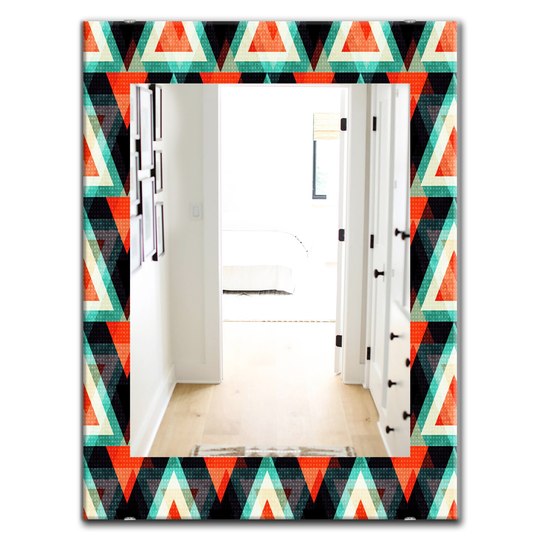 Designart 35.4-in x 23.6-in Black Coloured Polygons Modern Mirror