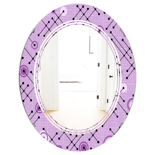 Designart 23.7-in W x 31.5-in L Oval Purple 1950 Retro Pattern III Polished Wall Mirror