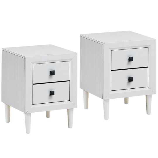 Costway Modern White Rubberwood Nightstand - Set of 2