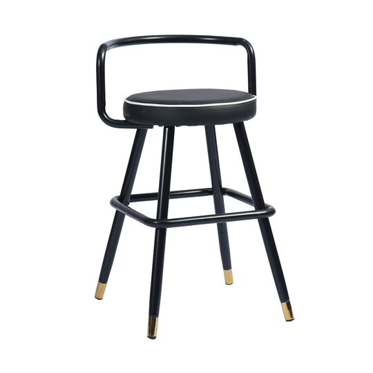 Homycasa Ballon Black Counter Height (22-in to 26-in) Upholstered Bar Stools - Pack of 2