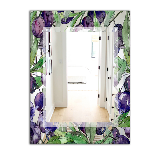Designart Garland Sweet 22 Rectangular 35.4-in L x 23.6-in W Polished Country Purple Wall Mounted Mirror