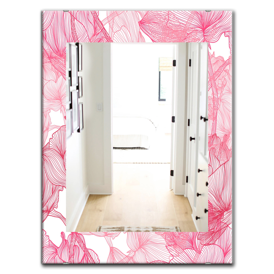 Designart Canada 35.4-in L x 23.6-in W Rectangle Pink Spheres Traditional Polished Wall Mirror