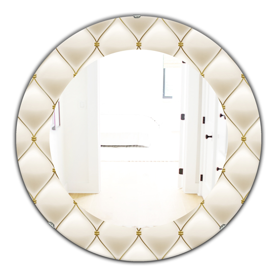 Designart Canada 24-in L x 24-in W Round Fancy Leather Sofa Polished Wall Mirror