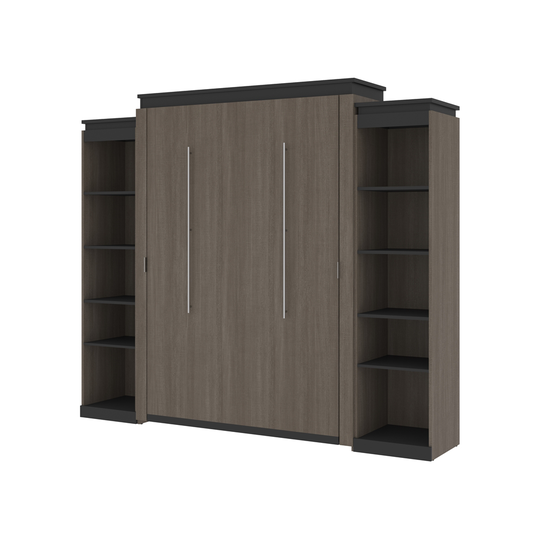 Bestar Orion Queen Murphy Bed with Integrated Storage - Graphite & Bark Grey