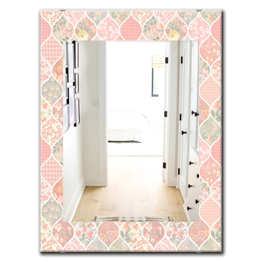Designart 35.4-in x 23.6-in Blossom Traditional Mirror in Pink