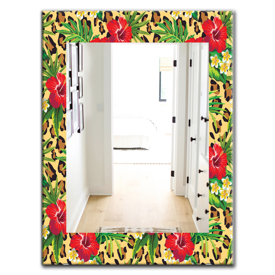 Designart 35.4-in x 23.6-in Red Leopard Bohemian and Eclectic Mirror