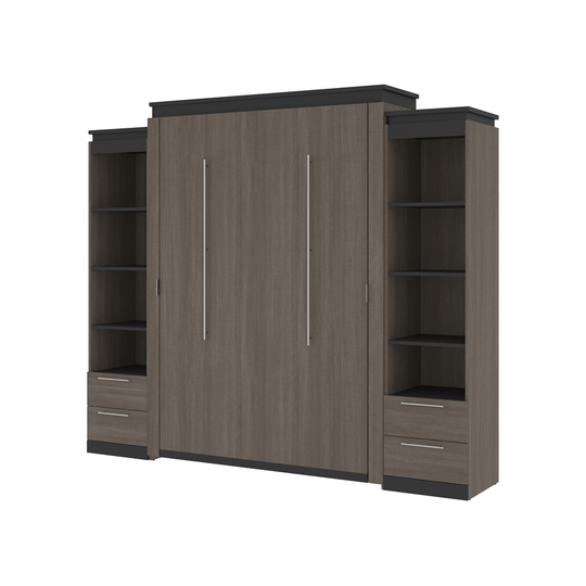 Bestar Orion Bark grey & Graphite Queen Murphy Bed and Integrated Storage