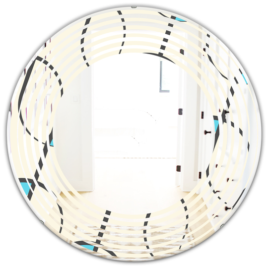 Designart 24-in Grey Round Retro Geometrical Abstract Minimal Pattern I Polished Wall Mirror