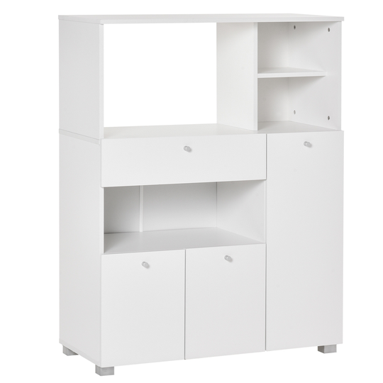 HomCom 35.43-in W Composite Wood Freestanding Kitchen Storage Cabinet with Microwave Shelf