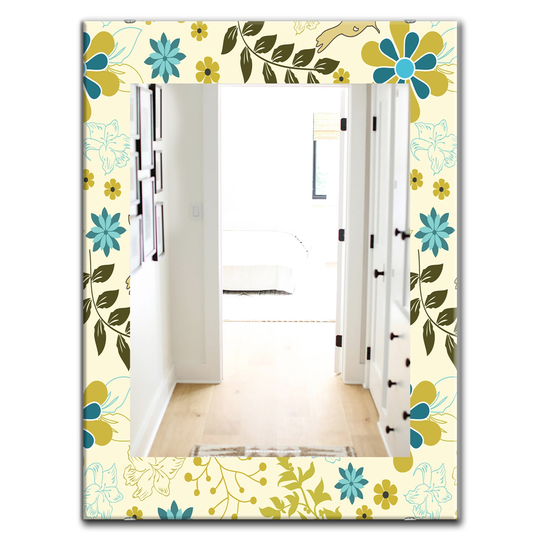 Designart Canada 35.4-in L x 23.6-in W Rectangle Vintage Flowers Polished Wall Mirror
