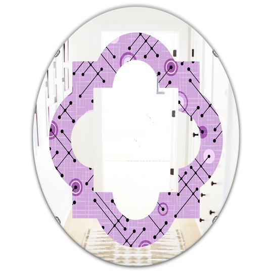 Designart 31.5-in L x 23.7-in W Purple Oval 1950 Retro Pattern III Polished Wall Mirror