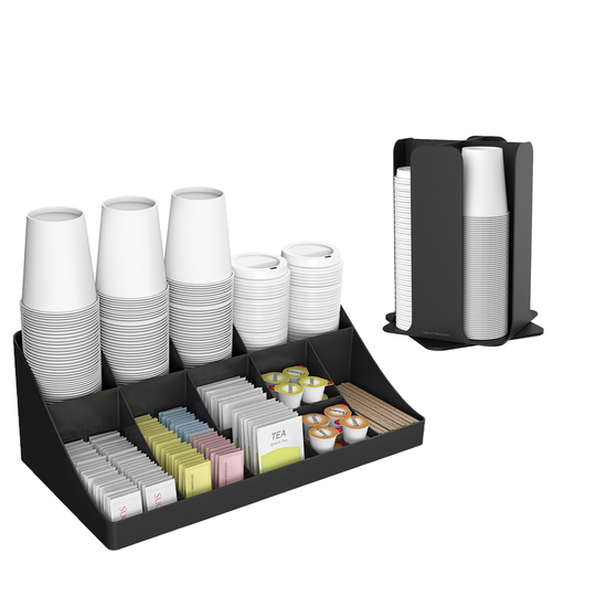 Mind Reader Black 15-Compartment and Rotating 4-Compartment Coffee Organizers - Set of 2