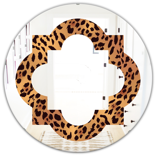 Designart 24-in x 24-in Leopard Fur Safari III Modern Round Wall Mirror - Brown