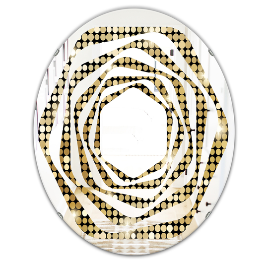 Designart 31.5-in x 23.7-in Abstract Gold Mosaic Modern/Oval Wall Mirror
