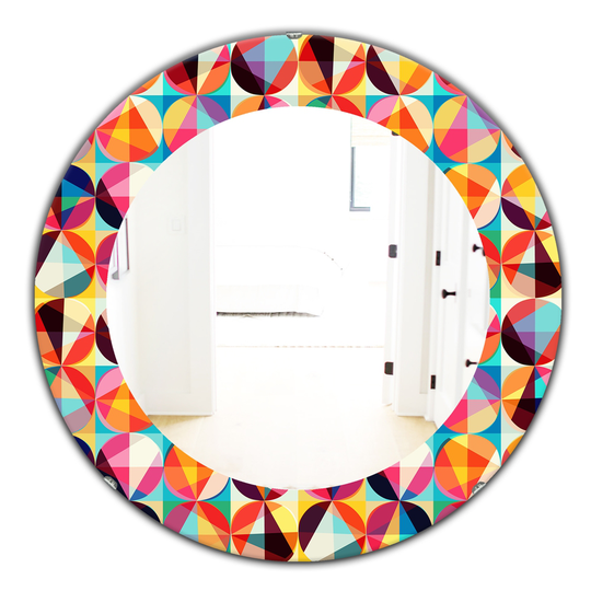 Designart 24-in x 24-in Yellow and Gold Triangular Colourfields Modern Mirror