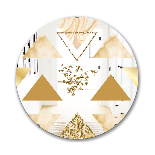 Designart Capital Gold Diamond 1 Round 24-in L x 24-in W Polished Mid-Century Wall Mounted Mirror